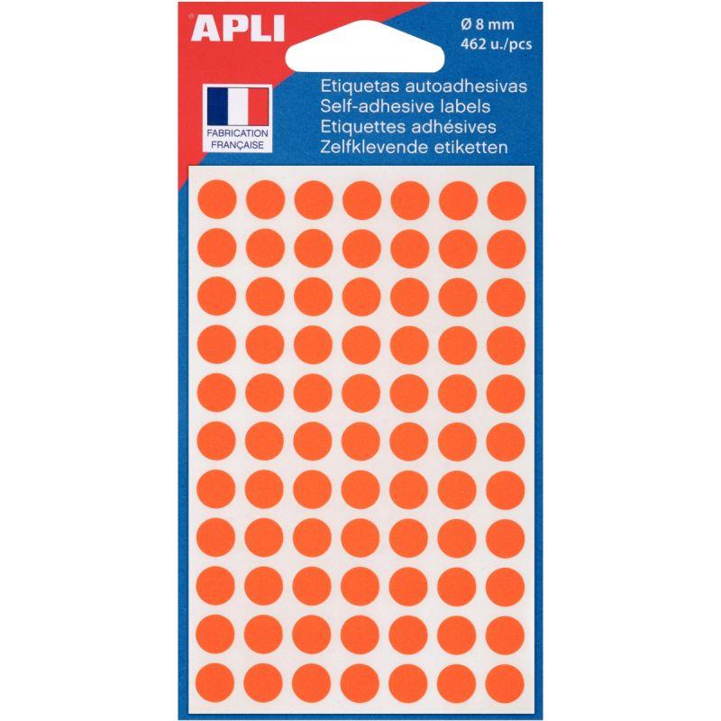 Image de  Sachet de 462 pastilles adhésives diamètre 8 mm orange 