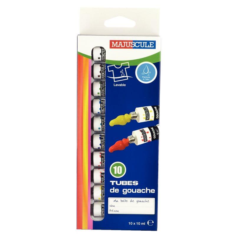 Image de  Boîte de 10 tubes 10ml de gouache en pâte MAJUSCULE, couleurs assorties 