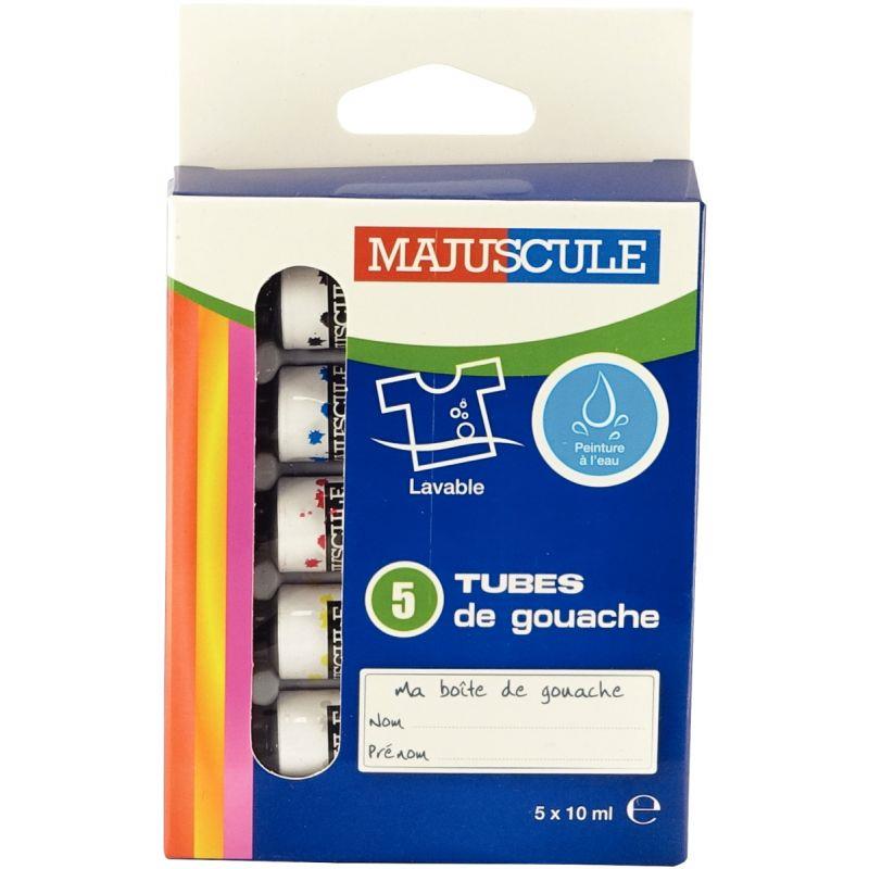 Image de  Boîte de 5 tubes 10ml de gouache en pâte MAJUSCULE, couleurs primaires assorties 