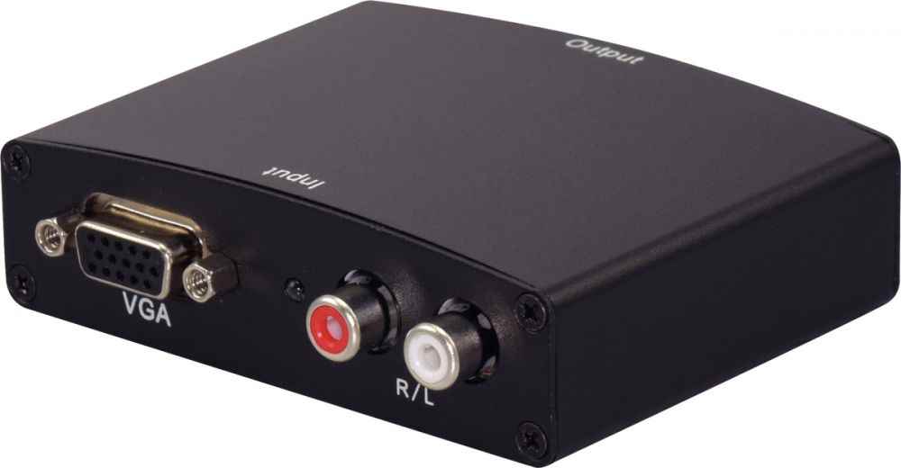 Image de  Convertisseur monobloc VGA vers HDMI avec 2 connecteurs RCA 
