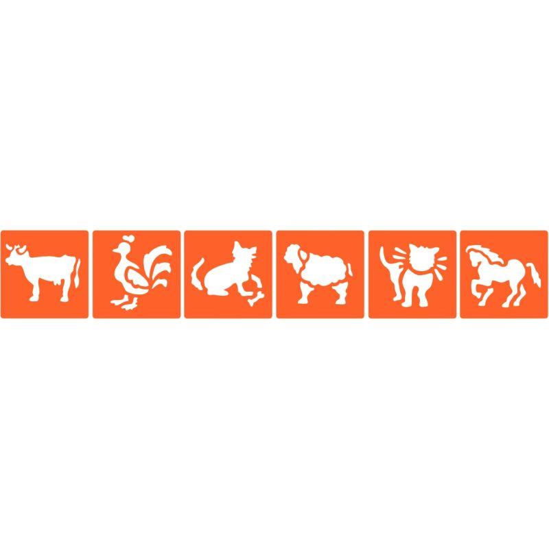 Image de  Paquet de 6 pochoirs en plastique, les animaux de la ferme 