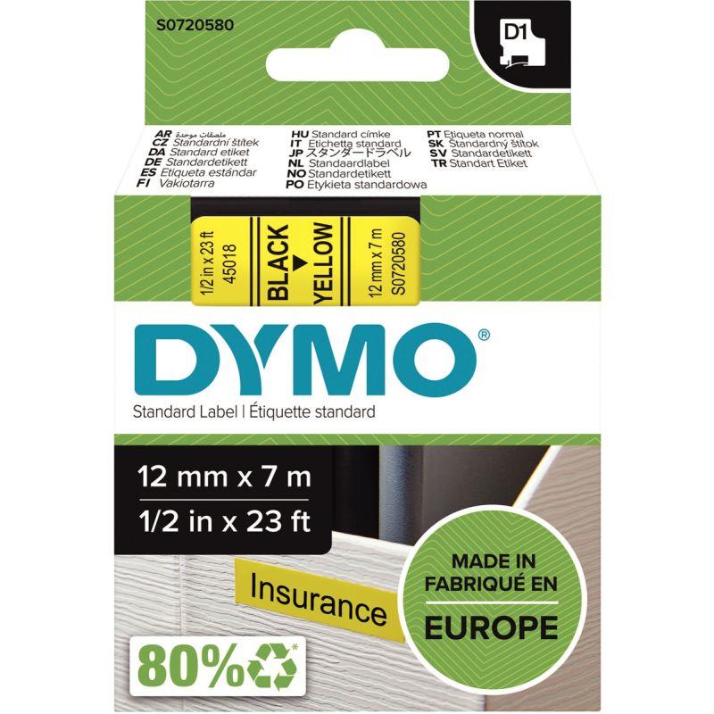 Image de  Recharge DYMO D1 12 mm x 7 m noir et jaune 