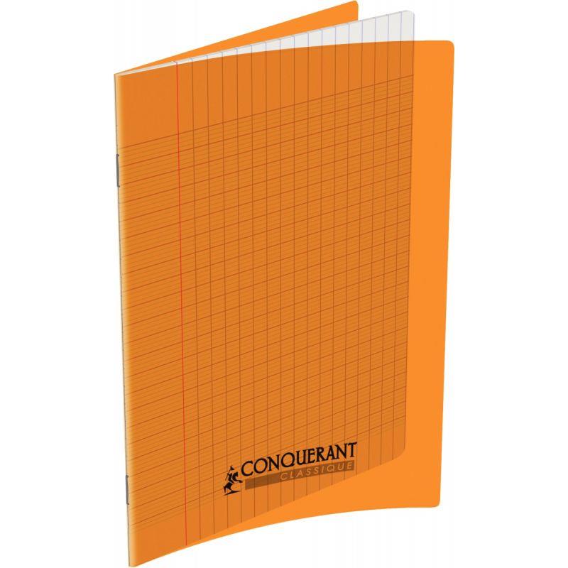 Image de  Piqûre 32 pages CONQUERANT, 17x22 cm, seyès, couv PP orange 