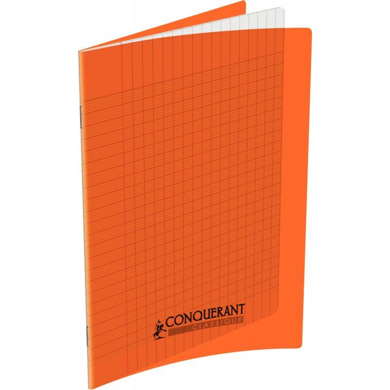 Image de  Piqûre 60 pages CONQUERANT, 17x22 cm, seyès, couv PP orange 