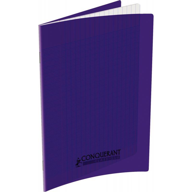 Image de  Piqûre 60 pages CONQUERANT, 17x22 cm, seyès, couv PP violet 