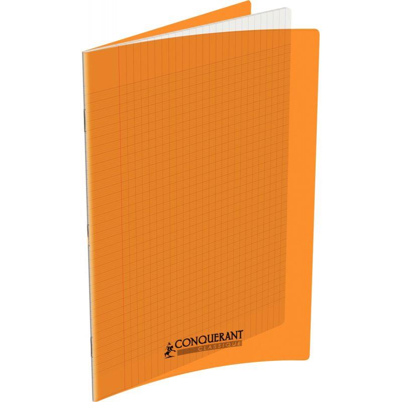 Image de  Piqûre 48 pages CONQUERANT, 24x32 cm, seyès, couv PP orange 