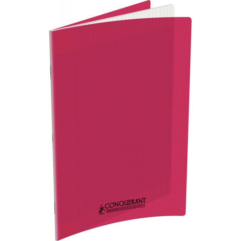 Image de  Piqûre 96 pages CONQUERANT, 24x32 cm, seyès, couv PP rose 
