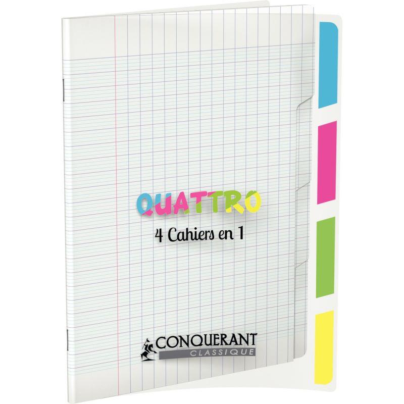 Image de  Piqûre 140 pages 4 index CONQUERANT, 17x22 cm, seyès, couv PP incolore 