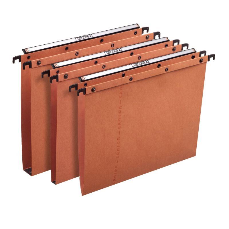 Image de  Paquet de 25 dossiers suspendus ULTIMATE en kraft 240g pour tiroir, dos V, orange 