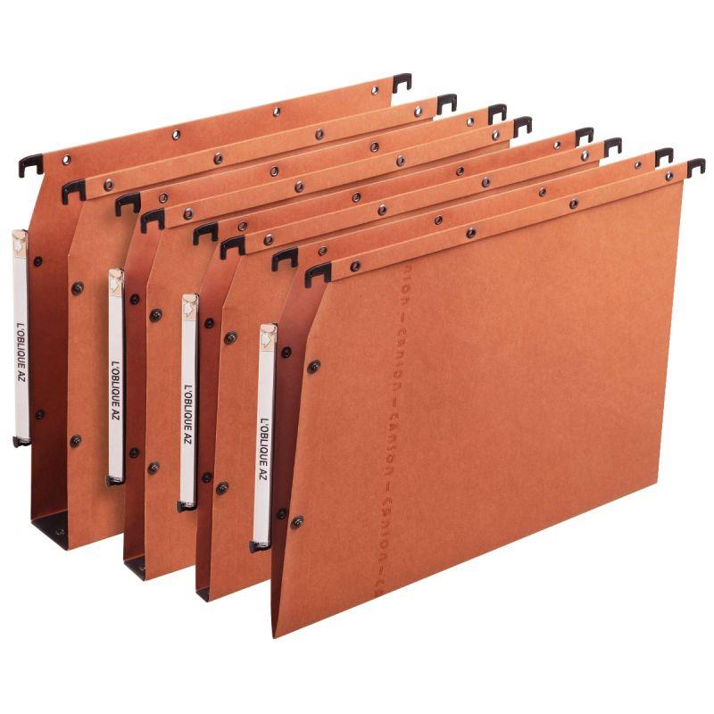 Image de  Paquet de 25 dossiers suspendus ULTIMATE en kraft 240g pour armoire, dos V, orange 