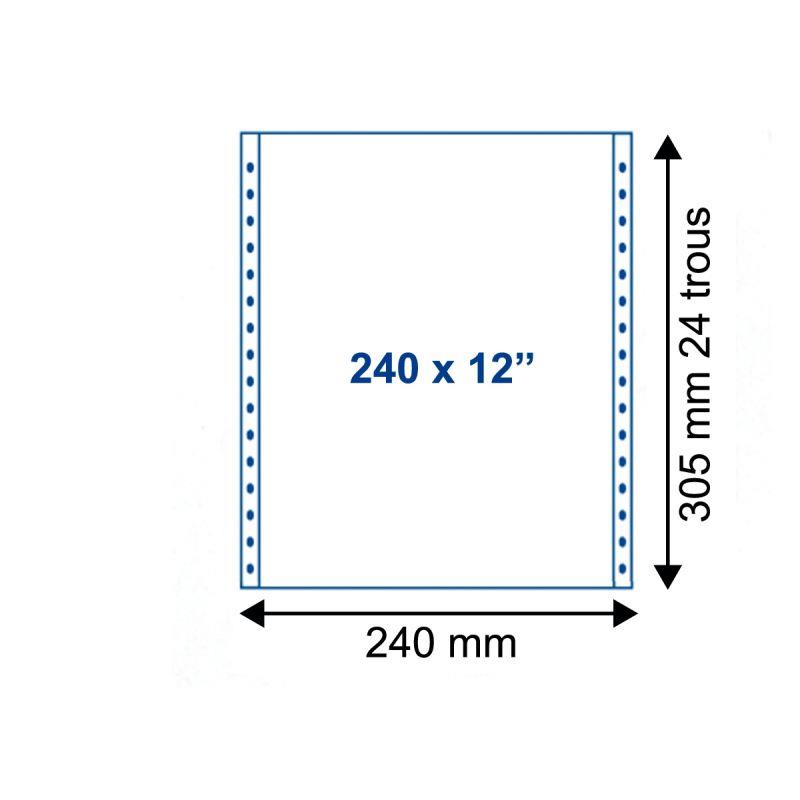 Image de  Paquet de 2000 feuilles de listing uni blanc 1 pli, 70g, micro perforé latéral, format: 240mm x 12 