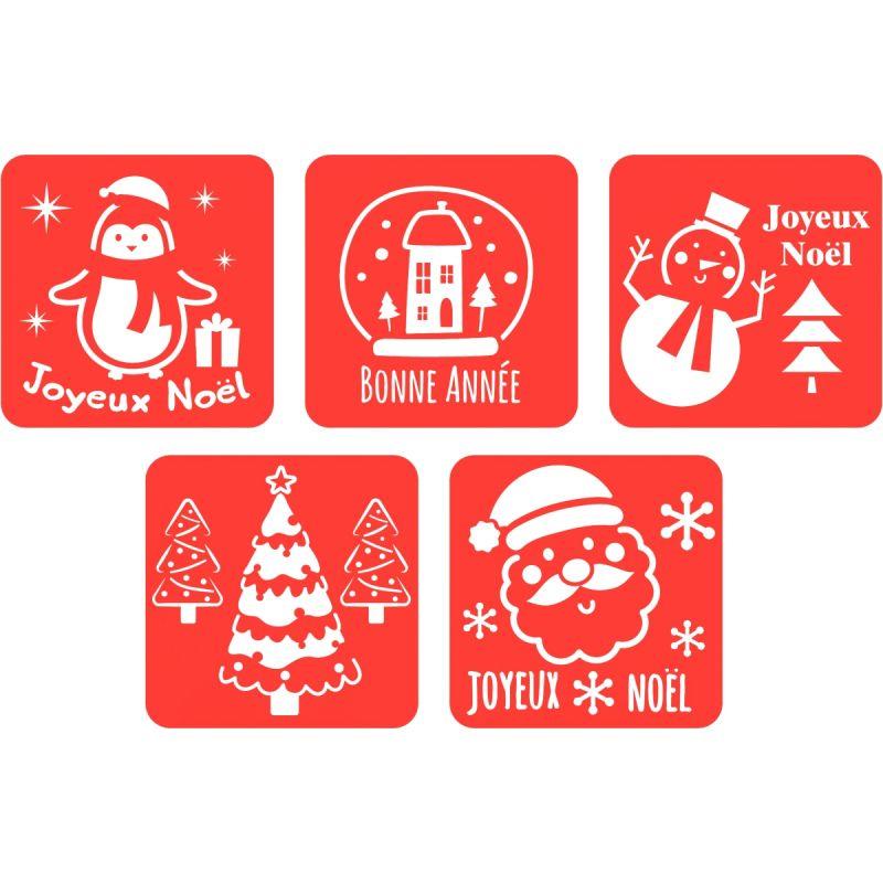 Image de  Lot de 5 pochoirs Noël et Bonne Année 