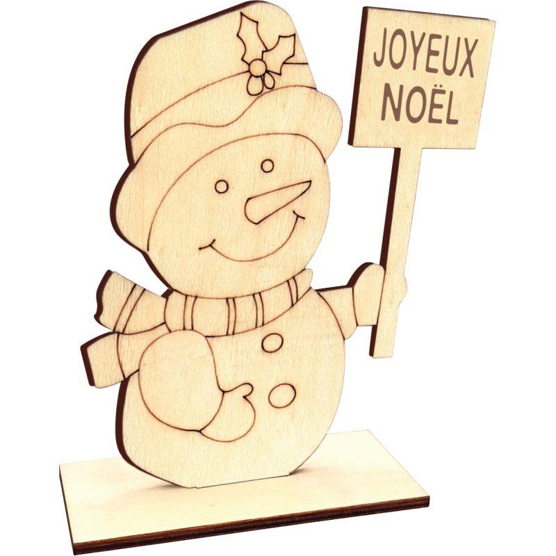 Image de  Lot de 10 bonshommes de neige en bois sur socle 