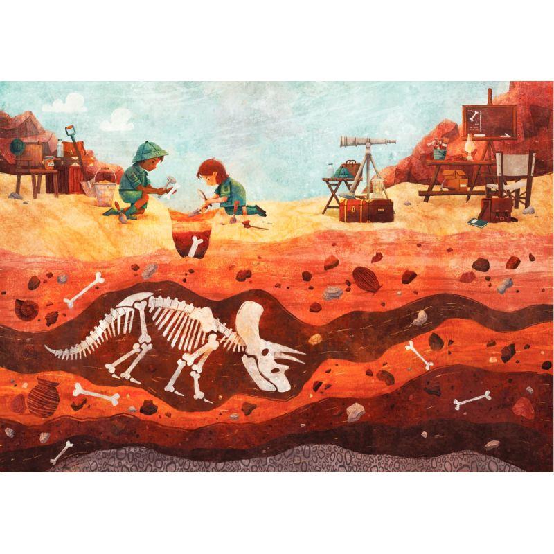 Image de  Puzzle en bois d''environ 50 pièces, la fouille des dinosaures 
