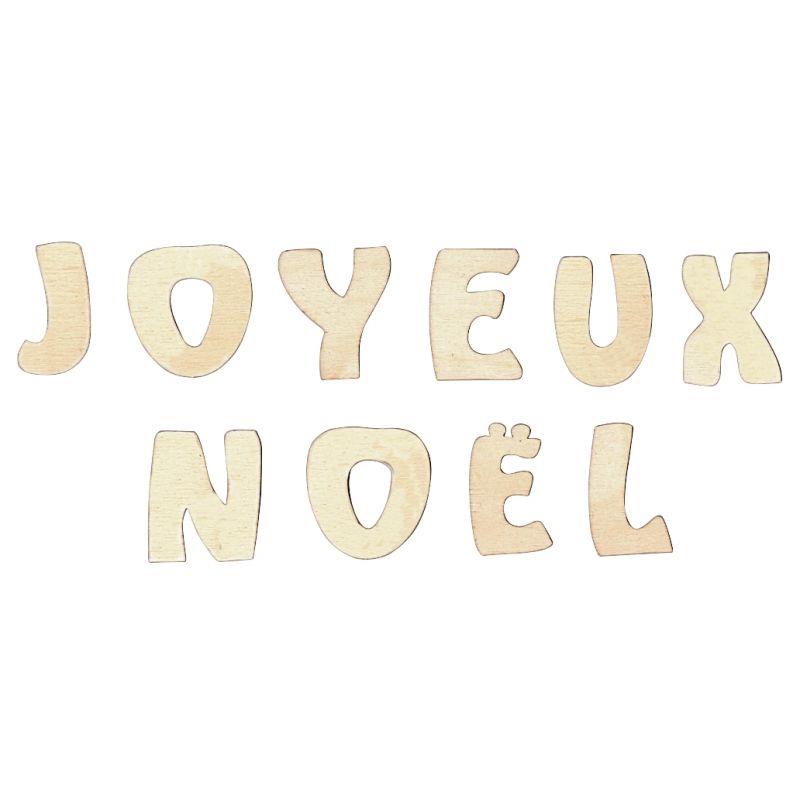 Image de  Lot de 10 lettres en bois JOYEUX NOEL 