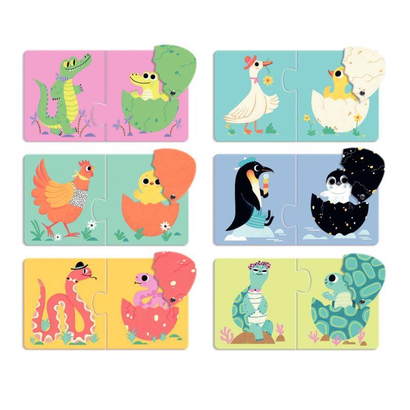Image de  Boite de 6 puzzles duo, les oeufs rigolos 