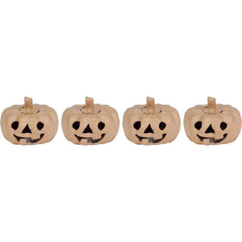 Image de  Lot de 4 citrouilles en carton brun 