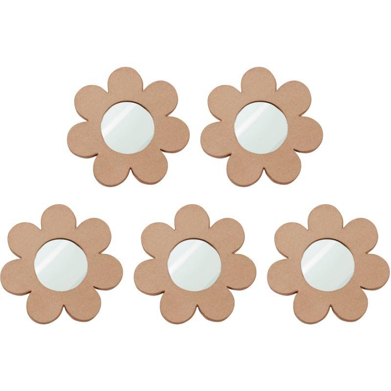 Image de  Lot de 5 miroirs forme fleur en carton diamètre 17,5 cm 