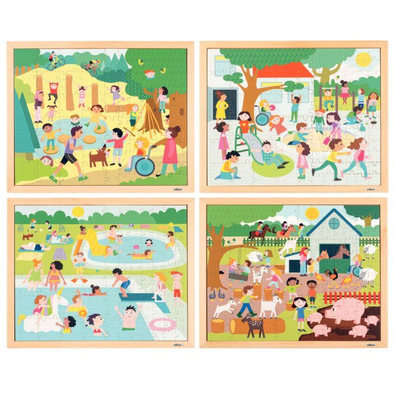 Image de  Lot de 4 puzzles en bois 102 pièces, les sports 