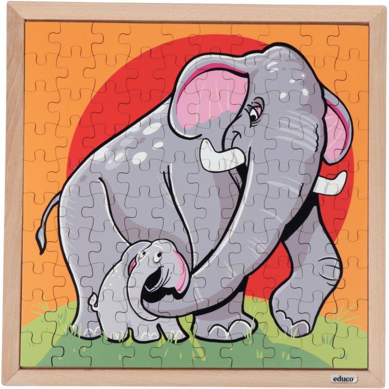 Image de  Puzzle en bois de 100 pièces, les éléphants 