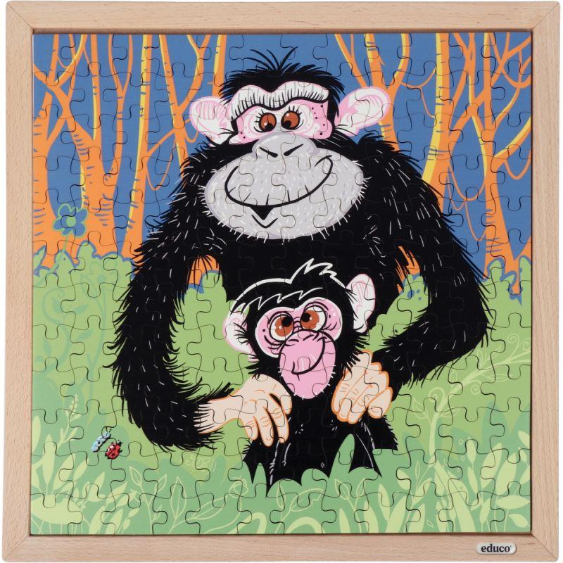 Image de  Puzzle en bois de 144 pièces, les singes 