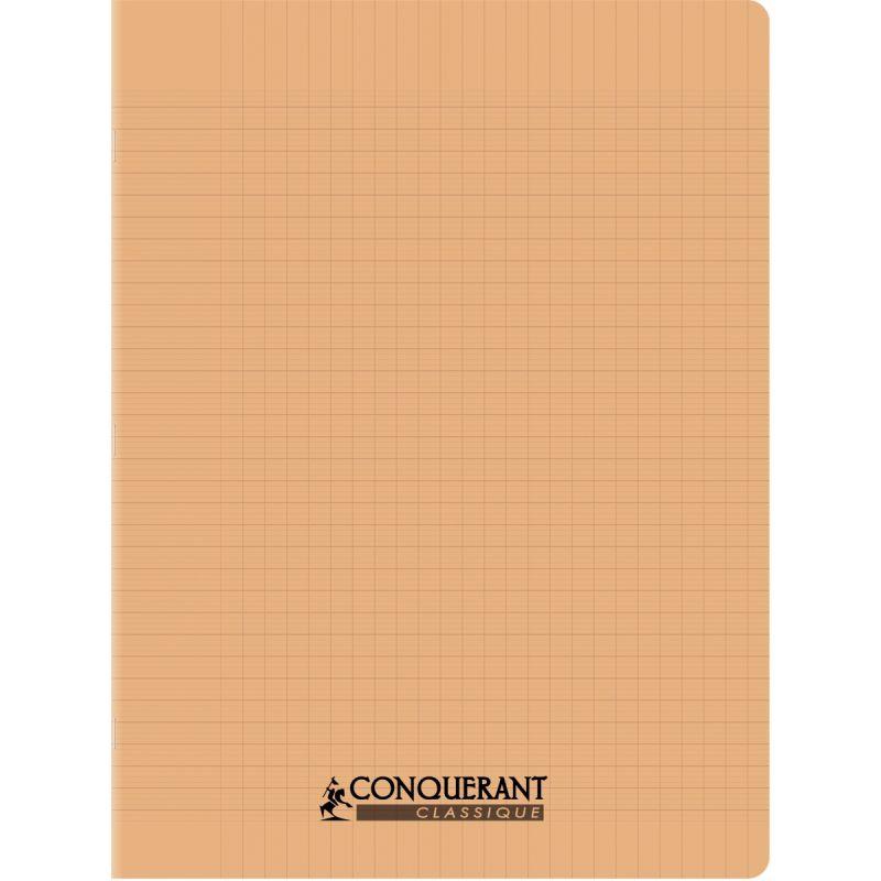 Image de  Piqûre 96 pages CONQUERANT, 17x22 cm, seyès, couv PP abricot 