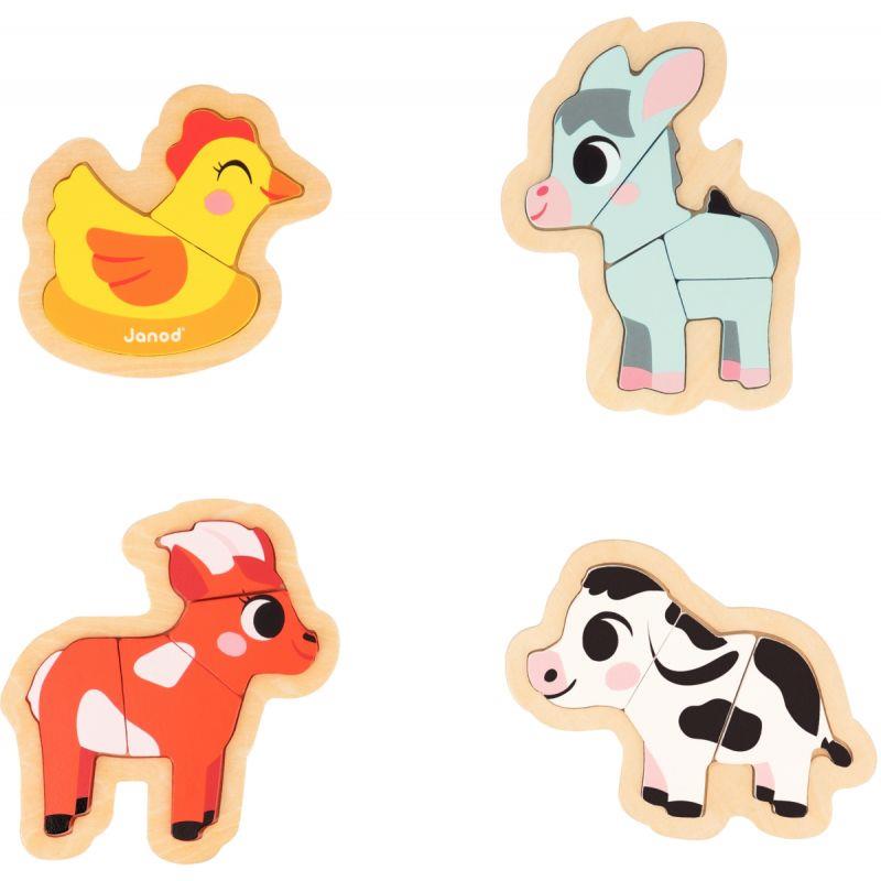 Image de  Boite de 4 puzzles contour évolutifs, les animaux de la ferme 