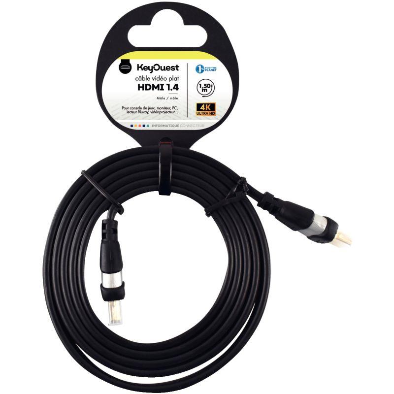 Image de  Cordon HDMI 1.4 1,50m noir plat 