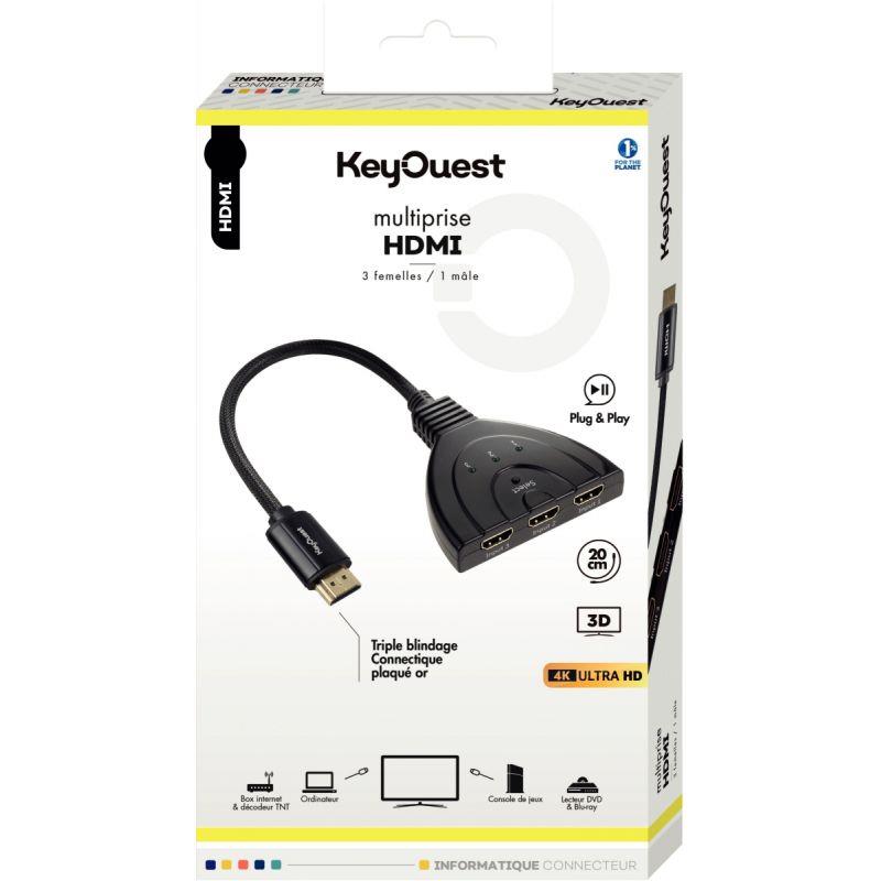 Image de  Multiprise HDMI 3 femelles / 1 mâle noir 