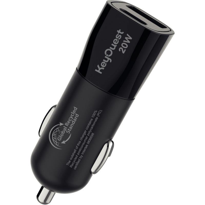 Image de  Chargeur voiture 2 ports USB-A et USB-C noir 