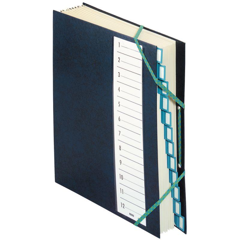 Image de  Trieur couverture plastifiée avec élastiques 12 compartiments coloris bleu 