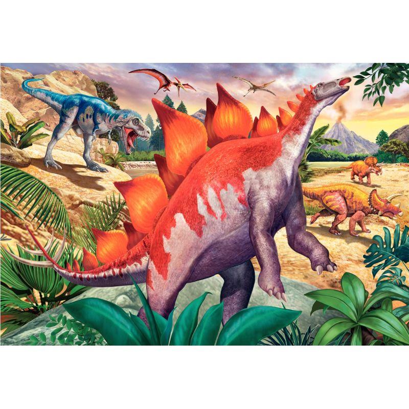 Image de  Lot de 2 puzzles en carton 24 pièces, mammouths et dinosaures 