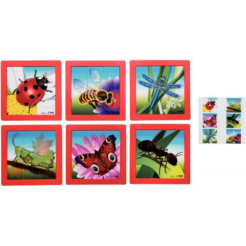 Image de  Lot de 6 puzzles en plastique de 9 pièces, les insectes 