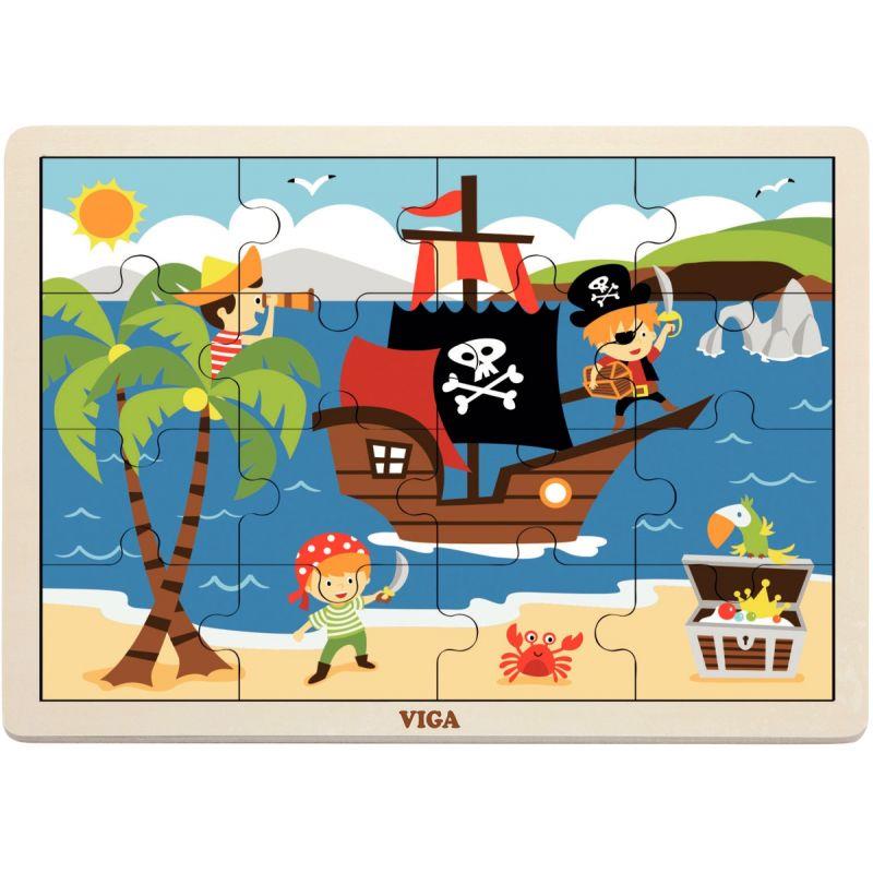 Image de  Boite de rangement + 12 puzzles en bois de 16 pièces 