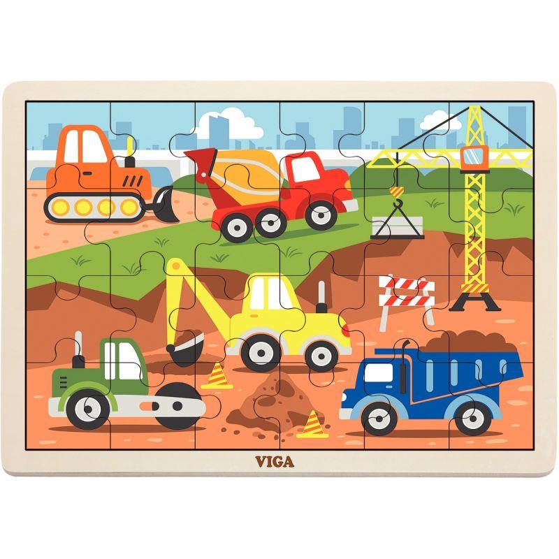 Image de  Boite de rangement + 12 puzzles en bois de 24 pièces 