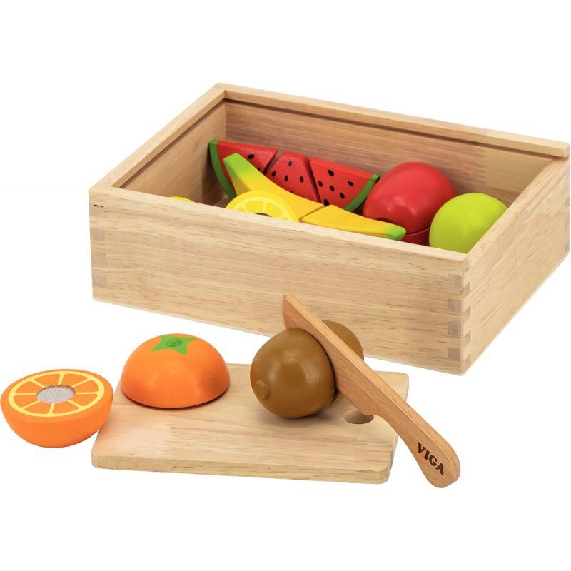 Image de  Boite de 7 fruits à couper en bois 
