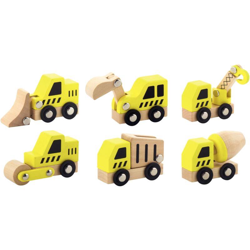 Image de  Lot de 6 véhicules de chantier en bois 