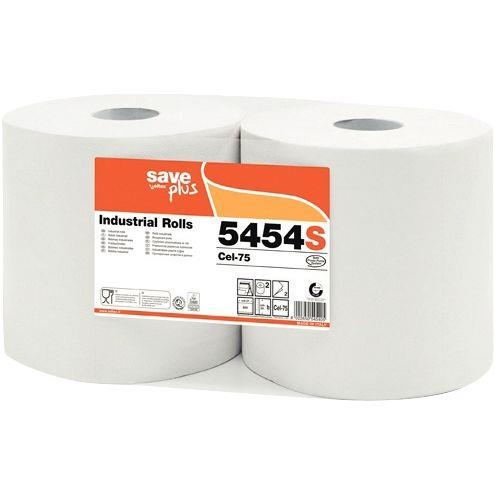 Image de  Lot de 2 bobines d''essuyage industriel 800 feuilles blanches 