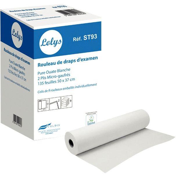 Image de  Carton de 9 rouleaux drap examen 2 plis 50x37cm 