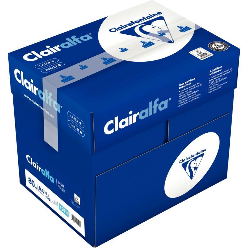 Image de  Carton de 5 ramettes de 500 feuilles format A4 80g blanc CLAIRALFA 