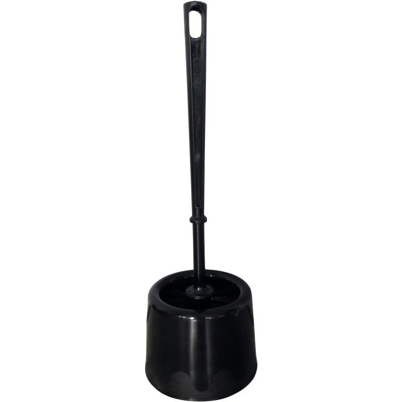 Image de  Porte-brosse et brosse WC en palstique noir 
