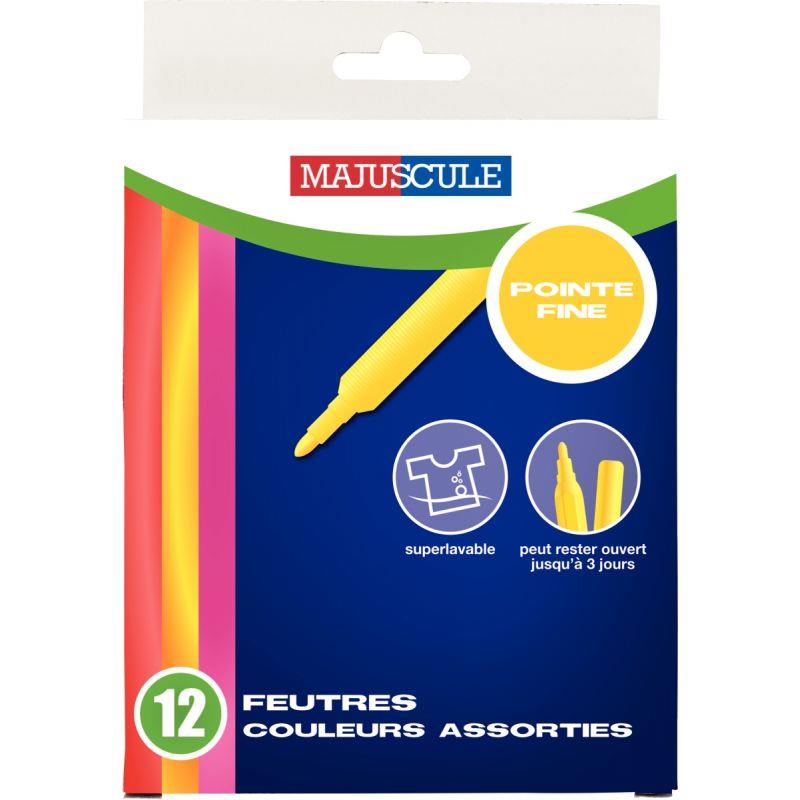 Image de  Pochette de 12 feutres Majuscule pointe fine assortis 