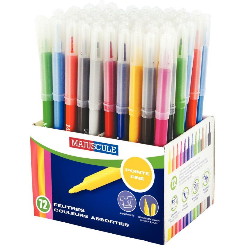 Image de  Pot de 72 feutres Majuscule pointe fine assortis 