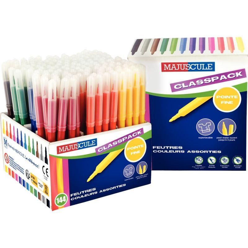 Image de  Classpack de 144 feutres Majuscule pointe fine assortis 