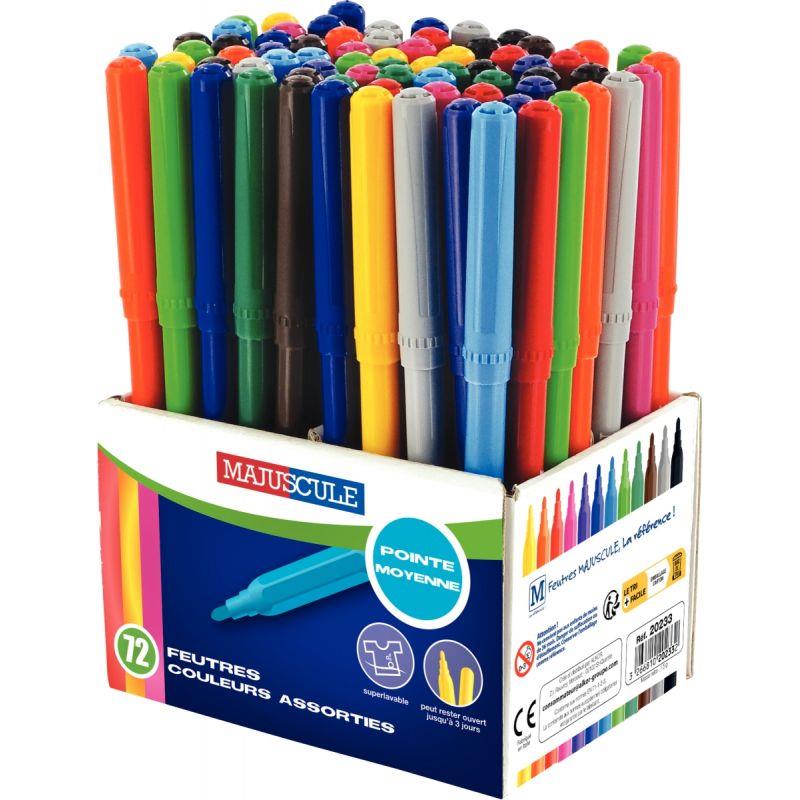 Image de  Pot de 72 feutres Majuscule pointe moyenne assortis 