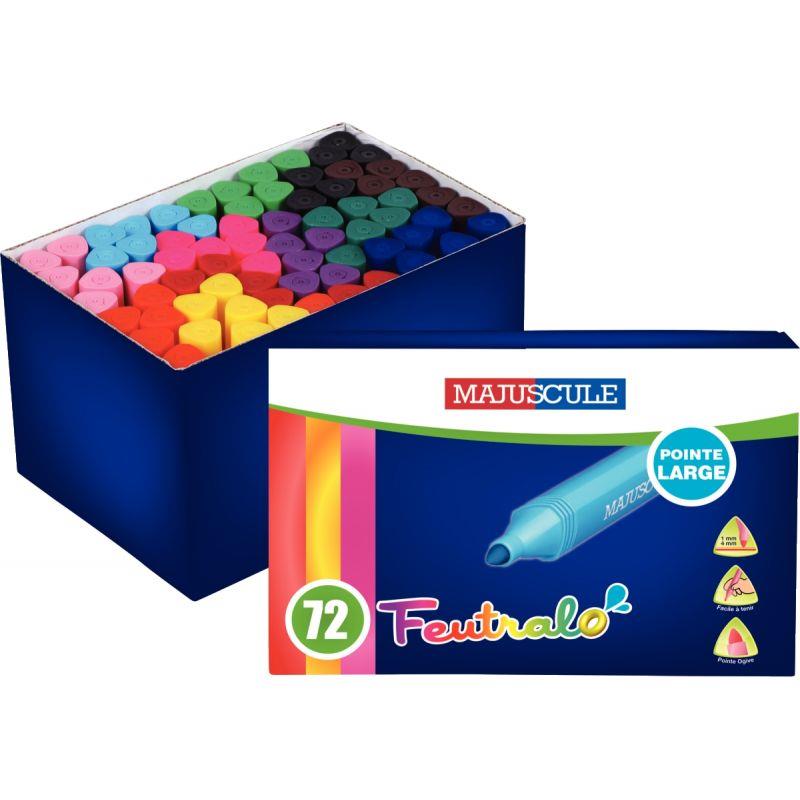 Image de  Pot de 72 feutres triangulaires Majuscule assortis 