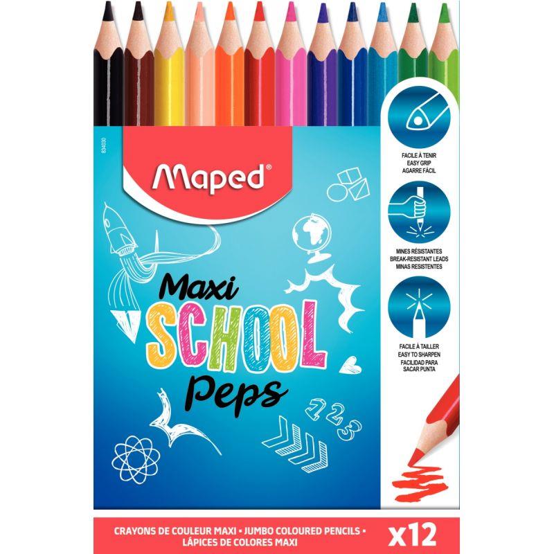 Image de  Pochette de 12 crayons de couleur SchoolPeps maxi 