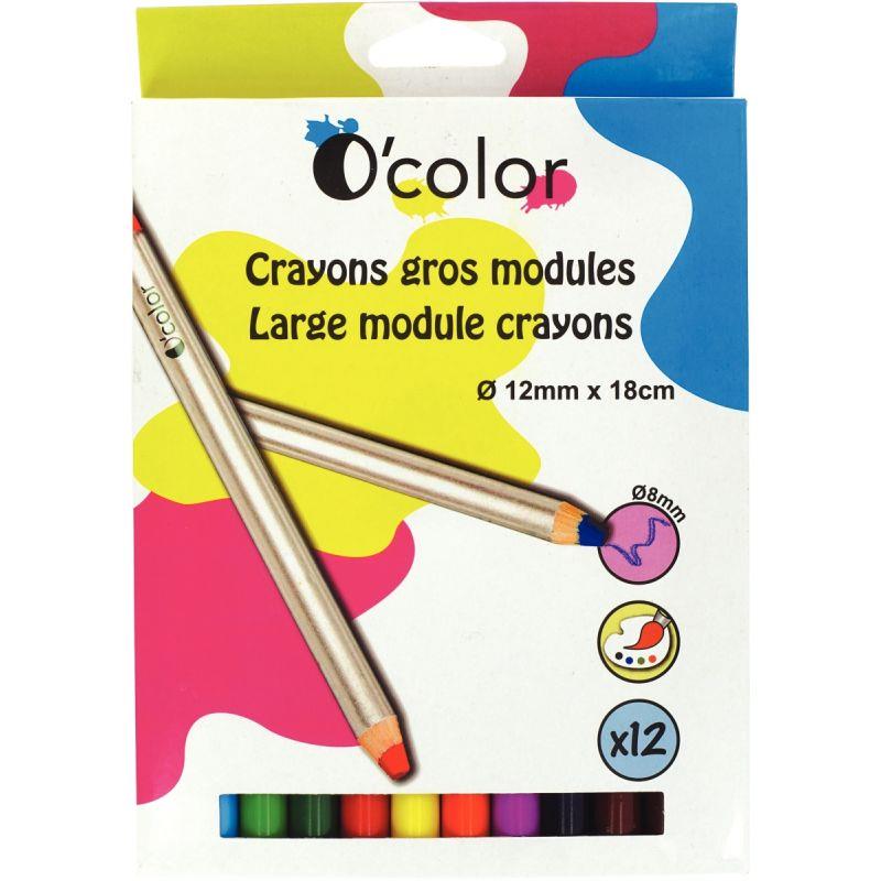 Image de  Boîte de 12 crayons O''Color 8mm assortis 
