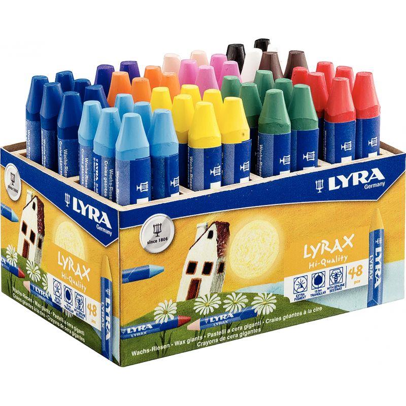 Image de  Boîte de 48 craies cire Lyrax + 2 tailles-crayons 