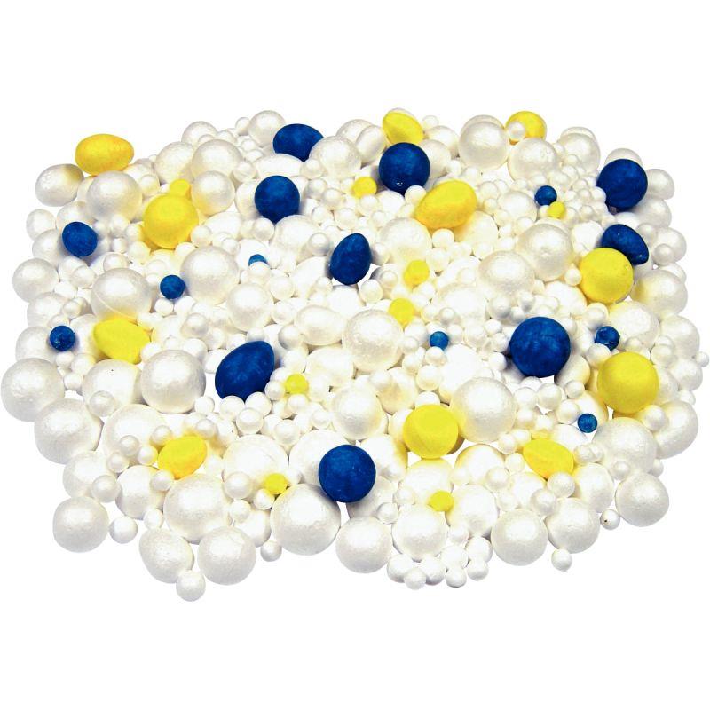 Image de  Carton de 600 boules et oeufs en styropor assortis 